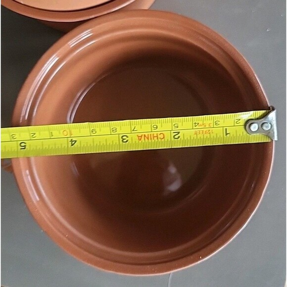 Set of 2 Terracotta Apple Shaped Dutch Oven Baking Dishes 5" - Picture 11 of 12